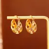 Pendientes de Aro de Cuadros de Amazon Transfronterizos Europeos y Americanos, Pendientes Huecos Exquisitos de Moda de Gama Alta, Pinzas para Orejas en Forma de U Estilo Ins