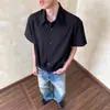 Camisa Blanca de Manga Corta de Silueta Simple de Gama Alta Estilo Americano Cleanfit Ropa de Trabajo Casual Top Unisex Verano