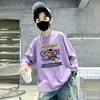 Camiseta de manga comprida de outono para meninos, novo modelo primavera e outono 2026, base de algodão puro, blusa infantil grande, moderna