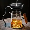 Infusor de té sin perforaciones, infusor de té de taza de ceremonia de alta gama, separador integrado de té y agua, filtro de piedra mineral, soporte para preparar té