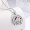 Nuevo Estilo Brillo de Pedrería Floral Brújula Solar de Ventana Collar para Mujer, Cadena Elegante de Clavícula Brillante de Lujo Ligero Nicho de Gama Alta