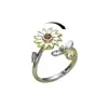 Anillo de dedo índice giratorio de girasol con índice de abeja de circonita microincrustada de cobre para aliviar el estrés transfronterizo de Amazon regalo de vacaciones