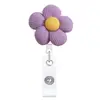Porta-credencial con carrete de flor colorida transfronterizo en stock para uso médico y de oficina, clip de cocodrilo divertido hebilla retráctil de tirador para credencial de identificación