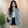 Versão Coreana 2025 Primavera/Verão Novo Colete Jeans Tendência Solto Versátil Sem Mangas Peça de Exterior Colete Top para Mulheres