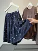 Shorts Casuais de Algodão e Linho com Cintura Elástica e Bolinhas Estilo Coreano para Mulheres, Nova Coleção de Verão, Calça Saia de Cinco Pontos Solta Versátil de Cintura Alta