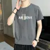 Atacado Transfronteiriço Camisetas Masculinas de Verão Novas Tendência High-End de Manga Curta, Tops Versáteis com Gola Redonda, Camisas Estampadas Simples de Meia Manga