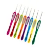 Herramientas de Tejer Agujas para Suéter Mango de Plástico de Colores Gancho de Crochet de Cuero de Aluminio Juego de Grosores Gancho de Crochet