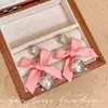 Pendientes de Corazón con Lazo Rosa Estilo Ins para Chicas Jóvenes, Pendientes Únicos y Dulces Estilo Festivo al por Mayor