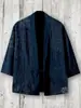 Novo kimono cape de algodão puro transfronteiriço com fivela, estampa digital 3D, camisa de manga três quartos, cardigã folgado
