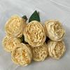 7 Cabezas Rosa de Rafia con Borde Quemado Estilo Ins Adornos de Decoración para Dormitorio Flores Artificiales Tela Cepillada Ramo de Rosas con Borde Quemado Venta al por Mayor