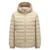 Jaqueta de Penas Masculina Outono/Inverno 2026, Capuz Removível, 90% Penas de Pato, Leve, Juvenil, Quente, Versátil, Jaqueta para o Dia a Dia, Moderna
