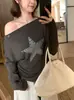 Top de Hombros Descubiertos Dulces Estrellas One Spoon Otoño 2026 Nuevo Llegado Manga Larga Estilo Casual Camiseta para Mujer