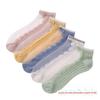 Novidade de Outono Barraca Meias de Seda de Vidro Femininas Sola do Pé Combinando com a Cor Listra Vertical Meias Curtas Cass Meias Cano Baixo de Seda de Cristal Transparente para Mulheres