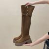 Botas Altas Plegables Bidireccionales de Suela Gruesa para Mujer, Nuevo Estilo Otoño e Invierno 2025, Botas Altas de Suela Gruesa para Mujer Petite con Efecto Adelgazante