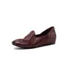 Mocassins Minimalistas Super Macios com Salto Escondido para o Dia a Dia em Pele de Cordeiro 2026 Outono Mocassins de Salto Médio Bico Redondo Sapatos Individuais de Couro Genuíno Feminino 42