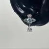 Pendientes de Hélice para Hélice de Oreja de Planeta Saturno Completamente de Diamante Dulces y Frescos con Colgantes de Gota de Agua Brillantes Pendientes Versátiles de Gama Alta para Mujer