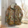 2025temu sitio web independiente otoño e invierno nuevo cárdigan con estampado de flor de anacardo chaqueta acolchada de un solo botón abrigo de algodón para mujer