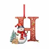 Producto Nuevo Transfronterizo 26 Letras Muñeco de Nieve Bebé Colgante de Navidad Árbol de Navidad Plano Acrílico Colgante Decoración del Hogar