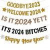 Decoración de pancarta para fiesta de Año Nuevo 2024 feliz año nuevo feliz año nuevo feliz año nuevo feliz año nuevo feliz año nuevo diseño de letras Feliz año nuevo tirar