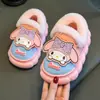 Sapatos de Algodão Infantis Outono e Inverno Meninas Desenho Animado Couro Impermeável Sapatos de Casa Menina Pequena Quente Saco de Bebê com Pantufas de Algodão