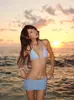 Bikini Retro Rayado Nuevo de Verano 2026 con un Ambiente Puro y Atractivo, Traje de Baño de Dos Piezas Adelgazante para Manantiales Termales para Mujer