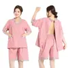 Ropa de moxibustión con botones en la espalda, ropa de sauna, cárdigan especializado para fisioterapia, gua sha, acupuntura, masaje y moxibustión, con aberturas delanteras y traseras