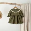 Chaqueta fina de otoño para niñas, ropa fina de primavera y otoño para niños, vestido de princesa moderno, top retro con cuello de muñeca para bebés niñas