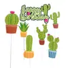 Set de decoración de pastel tema verano cactus escena planta suculenta tarjeta bandera plug-in