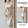 Traje de baño para Mujer 2025 Nuevo Sexy Falda Larga Dividido Conjunto de Tres Piezas para Mujer Puro Deseo Vacaciones Alta Gama Aguas Termales