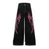 Pantalones de Mezclilla Anchos para Hombre con Bordado de Espinas Inspirado en el Diseño, Pantalones de Pierna Ancha Sueltos de Moda Hip-Hop de Nicho, de Largo Hasta el Suelo