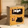 Tabla rascadora para gatos y cama para gatos integradas, Papel corrugado, Cama para gatos de madera maciza reemplazable, Cama para gatos desmontable, Adecuada para todas las estaciones, Ventilada y transpirable