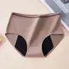 Pantaletas menstruales de talla grande de cintura media con encaje hueco, a prueba de fugas en la parte delantera y trasera, no necesitan protectores sanitarios, ropa interior menstrual de cuatro capas