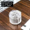 Tarro de Almacenamiento de Vidrio Repujado Francés Ins Retro Adorno de Decoración de Escritorio Tarro para Bastoncillos de Algodón de Maquillaje con Tapa Caja de Almacenamiento