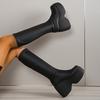 Botas cálidas de cabeza redonda nuevas de invierno 2022 de Europa y América, botas de moto de caña alta de gran tamaño para mujer, botas Martin elásticas de comercio exterior