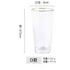 Vaso de Vidrio Transparente Martillado con Borde Dorado, Vaso de Vidrio de Alto Borosilicato, Juego de Vasos para Café, Jugo, Whisky en Casa