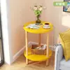 Mesa de Centro con Patas de Madera, Mesa Lateral de Sofá de una Sola Capa/Doble Capa, Mini Mesa de Centro Nórdica, Mesa Lateral Simple -3 Mesa de Centro de Doble Capa