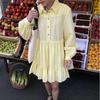 2025 Estilo Europeo y Americano Transfronterizo Más Vendido Primavera Nuevo Vestido Camisa Vestido Blanco Mujer Ol Simple Top de Algodón