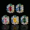 Anillos de Joyería, Accesorios, Anillos Abiertos con Piedra Preciosa Verde Pavo Real Brillante, Moda de Alta Gama, Lujo Ligero, Estilo Vintage para Mujer, Venta al por Mayor