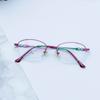 Nuevo marco de gafas de negocio para mujer al por mayor metal medio marco cepillado vidrio para miopía grueso baño de oro plano marco de gafas