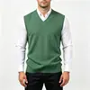 Chaleco de Punto para Hombre Otoño Invierno Cuello en V Casual de Negocios Sin Mangas Suéter Chaleco Jersey Cardigan de Canalé Transfronterizo 2026