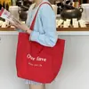 2025 Exportação Coreia do Sul Estilo Ins Carta Bolsa Grande Masculina e Feminina Xadrez Dupla Face Bolsa de Mão Ombro Tote de Lona