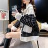 Outono e Inverno 2024 Novo Estilo Versátil Estilo Coreano Solto Espessado Imitação Vison Veludo Casaco Suéter Cardigã Externo para Mulheres