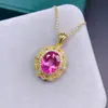 Colgante de topacio rosa súper rosa regalo de cumpleaños para mujer incrustación de plata de ley s925 no se decolora no alérgico