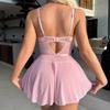 Ropa interior sexy para mujer, Europa y Estados Unidos, camisón de tentación con costuras de encaje de malla rosa sexy transfronterizo, venta al por mayor de generación