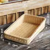 Cesta de Almacenamiento de Frutas Cesta de Pan Bandeja Rectangular de Ratán Japonés Cesta Doméstica de Plástico para Verduras Bandeja para Snacks de Sala de Estar