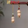Novo Pingente de Bolsa de Gato de Madeira de Faia Entalhada DIY Chaveiro de Borla Bonito Pingente de Desenho Animado Ornamento