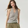 Cárdigan de punto Kangbaolai 25% seda de morera 75% cachemira para mujer, con diseño de cuello halter, corte holgado y mangas anchas, adecuado como suéter o prenda exterior