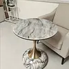 Mesa lateral de sofá de piedra sinterizada de lujo ligero, mesa de centro pequeña, mesa de esquina para sala de estar, mesa redonda pequeña moderna simple, mesa de noche para balcón, móvil