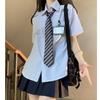 Uniforme JK Estilo Japonés Estilo Universitario Holgado Combinable Chic Camisa Rayada Camisa de Manga Corta Verano Nuevo Top para Mujer