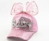 Bonita gorra para niños, nueva, con lentejuelas y lazo grande, gorra de béisbol de malla con visera de perla para bebé, protección solar de verano